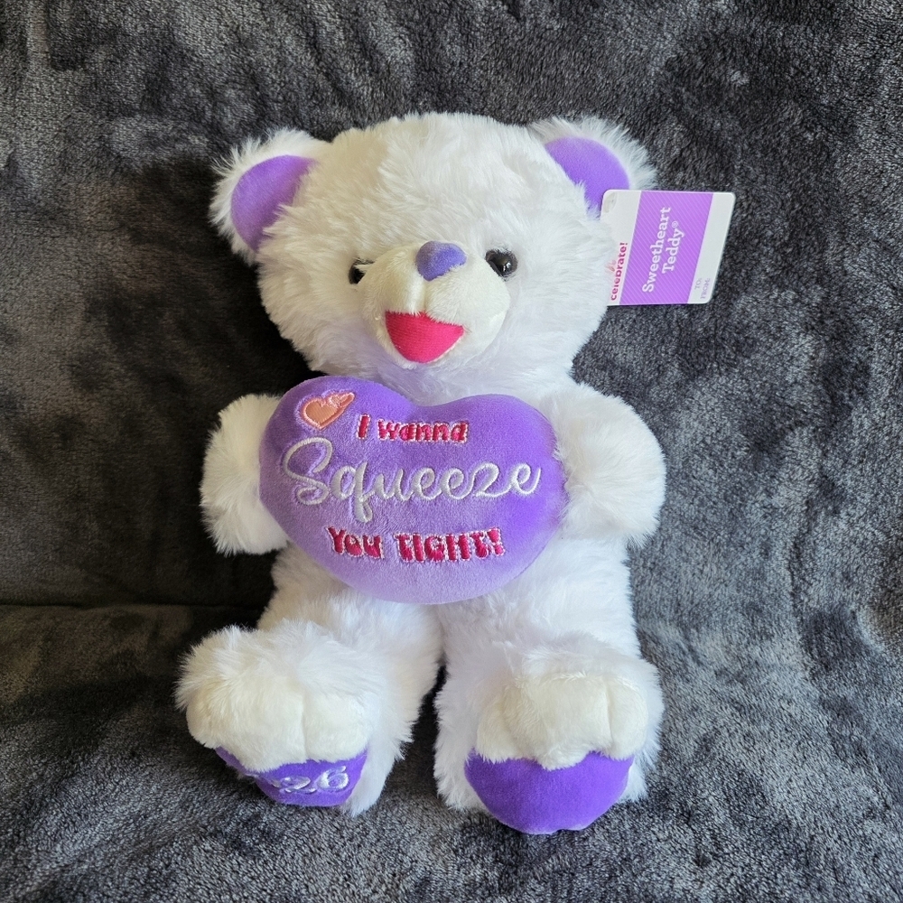 2026 Valentine's Sweetheart BEAR White Girl 13" I Wanna Squeeze You Tight plush